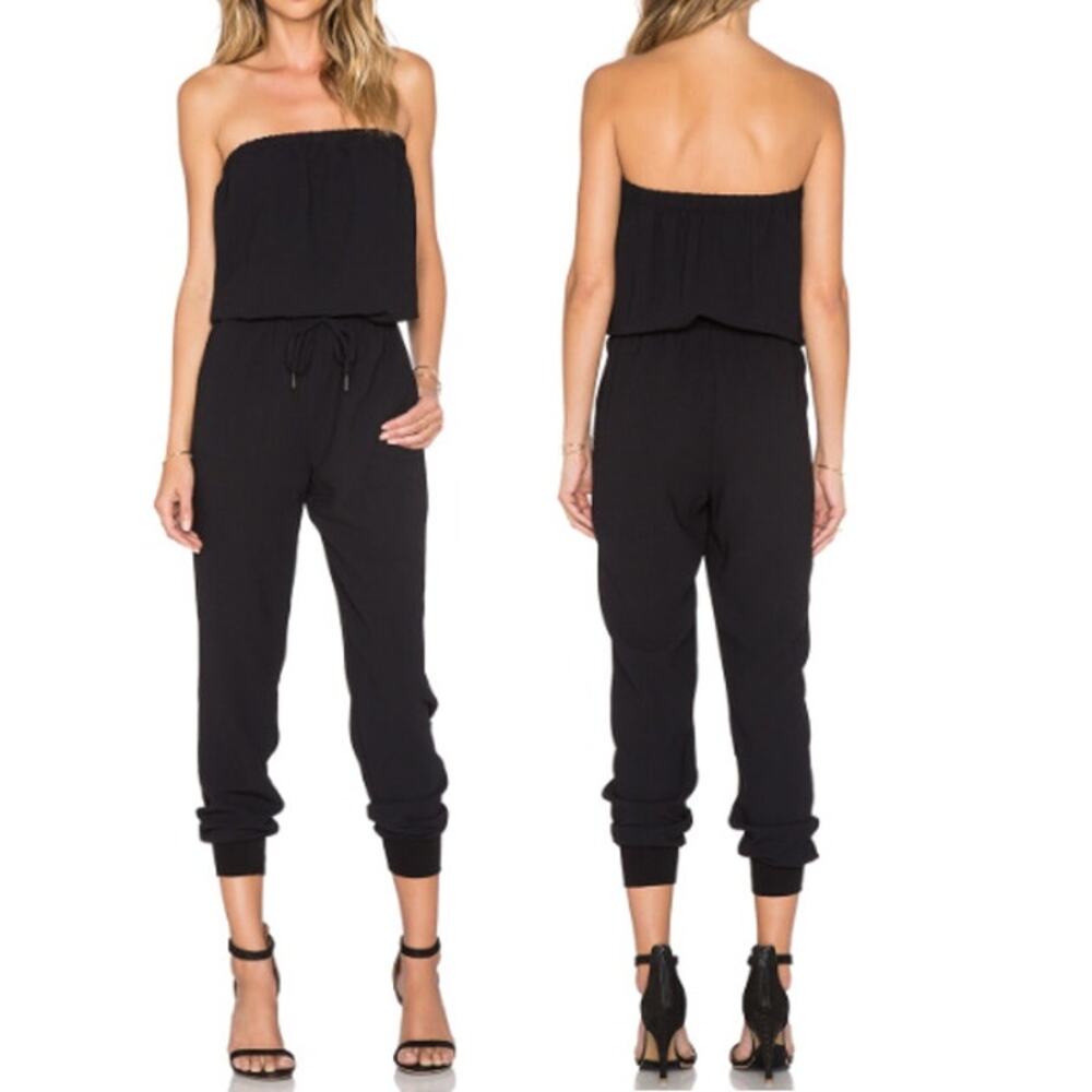 Joie Black Strapless Jumpsuit with Drawstring Waist